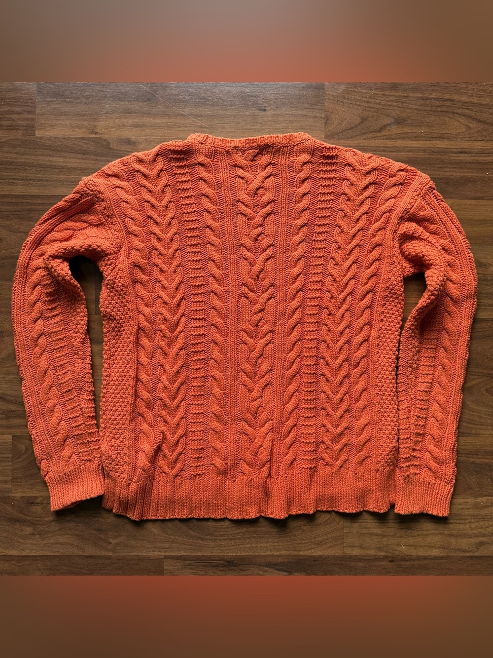 Lauren Ralph Lauren orange cable knit sweater Medium pullover crewneck - Picture 5 of 5